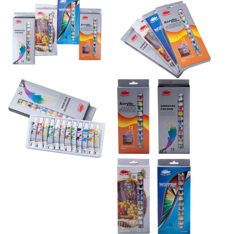 DIY 12-color/12ml Acrylic Oil Painting Watercolor Sketching Paint Set