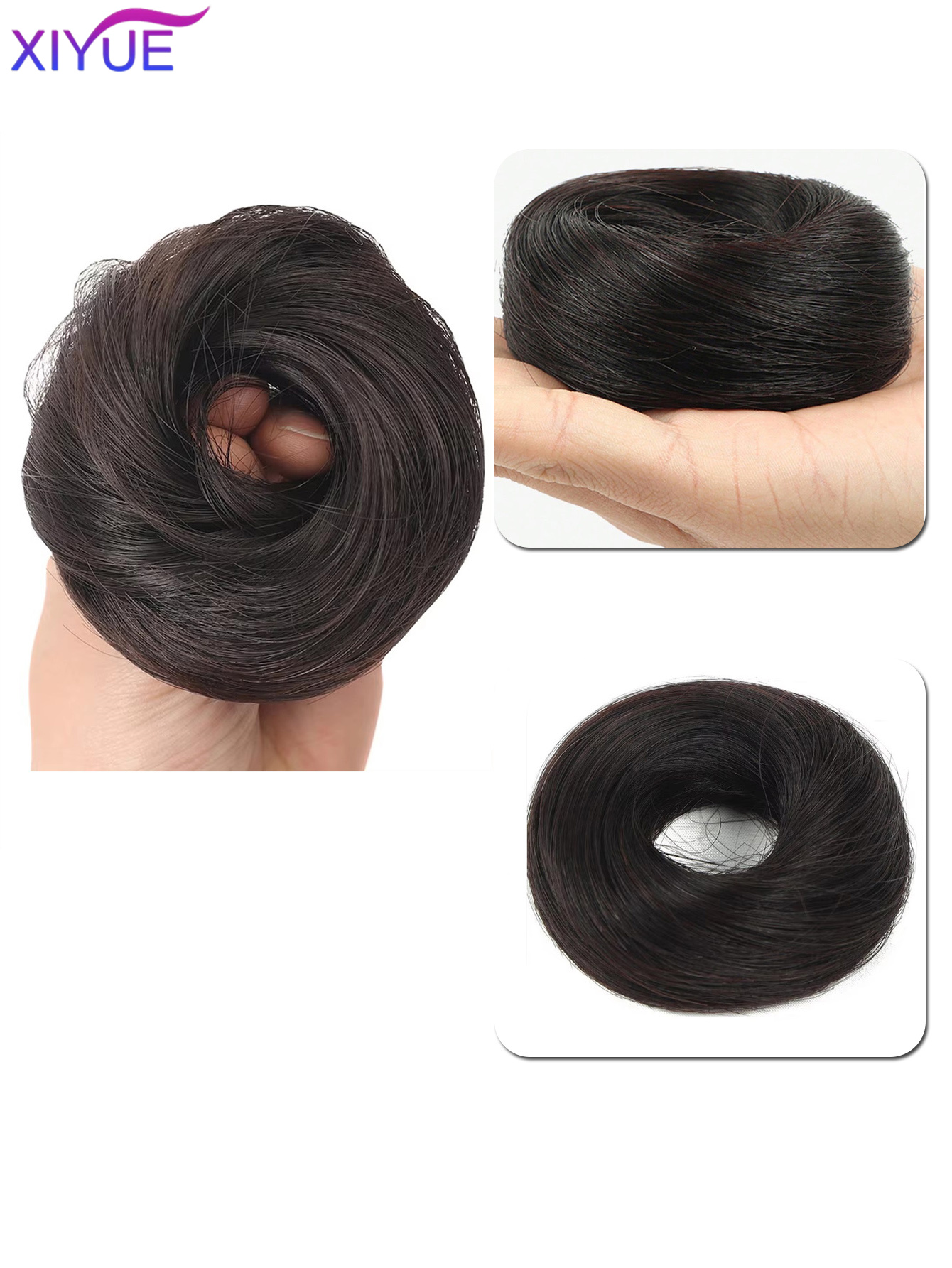 Synthetischer Haarknoten, gerader Chignon, elastisches Gummiband, künstliches Haar, zum Anklipsen auf der Haarschwanzverlängerung, Hochsteckfrisur, Haarteil, Pferdeschwanz: Orange