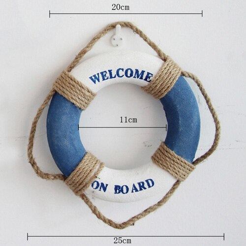 Welcome Wall ornament Life Buoy Foam Aboard Nautical Life Lifebuoy Ring Boat Wall Hanging Mediterranean Style Home Decor: 25cm E