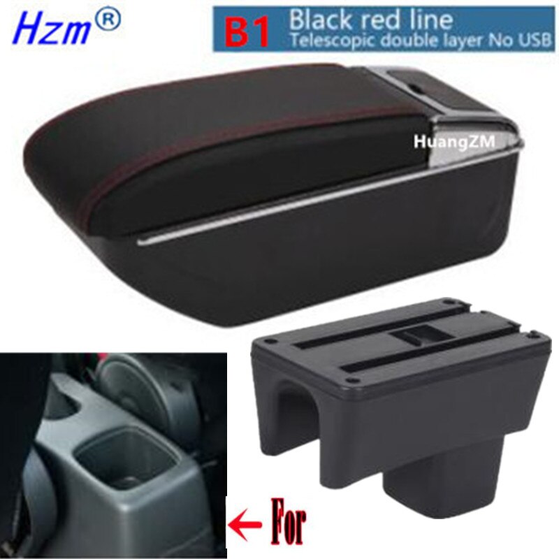 Centre Console Storage Box For Suzuki Swift 2005 Armrest Arm Rest Rotatable Car accessories: B1 style red line