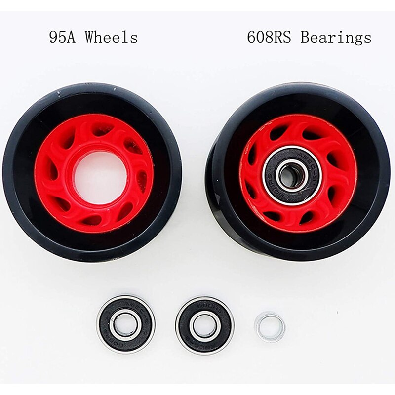 4Pcs Indoor Roller Skate Wheels 95A with Bearings 58mmx39mm PU Wear-Resistant Quad Roller Skate Wheels with 1 Wrench