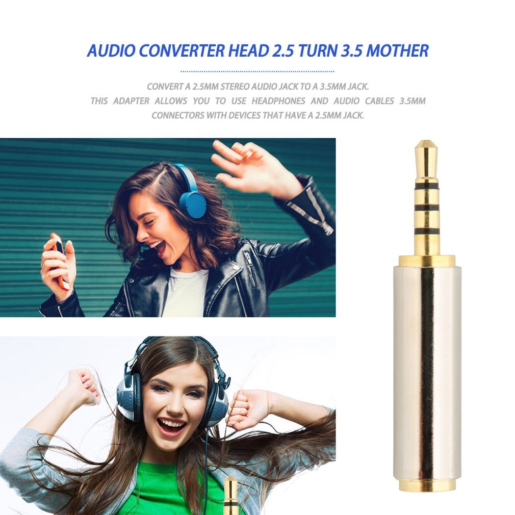 1pc goldene 2.5 mm männliche  to 3.5 mm weibliche audio-stereo-adapterstecker-konverter-kopfhörerbuchse