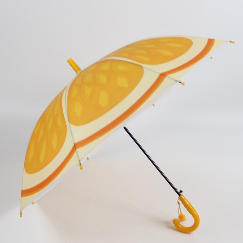 Paraguas de frutas YADA transparente de PVC y sandía para niños y niñas, paraguas claro largo, sombrilla con mango curvo para chico YS714 DIY: orange