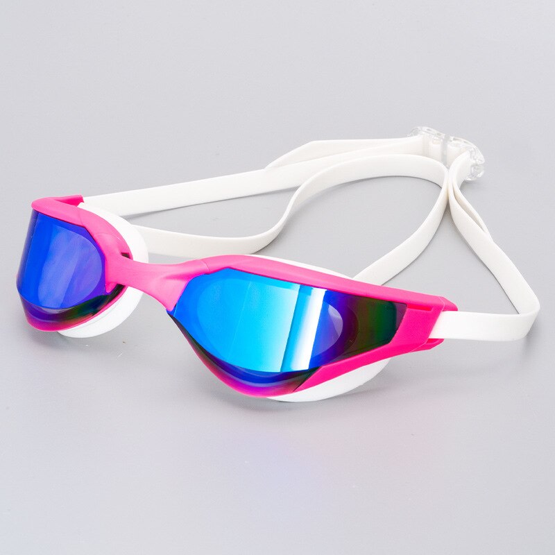 Swim Goggles with Case and Replacement Nose Bridge Anti-Fog UV Water Glasses Silicon Swimming Glasses for Men Women: mirrored rose