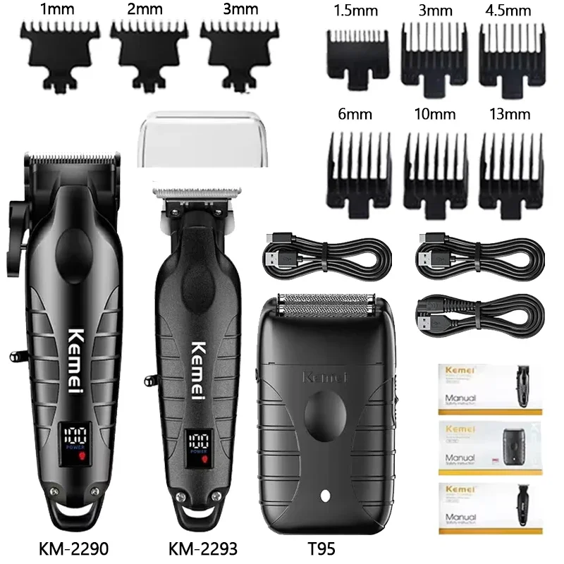Kemei KM-2290 KM-2293 KM-T95 Cutting Machine Electric Shaver Hair Trimmers With LCD Display Men's Hair Clipper