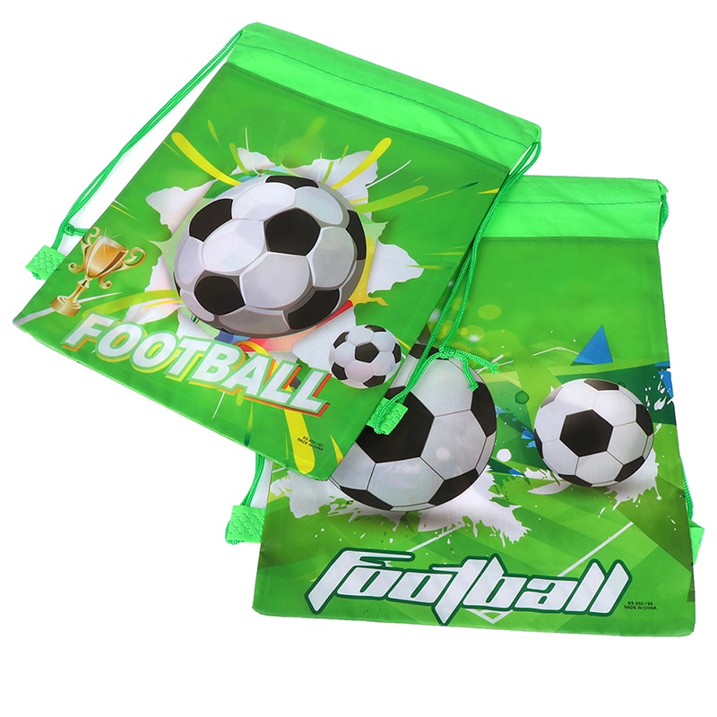 1 pçs saco de cordão de futebol bolso verde mochila de futebol poliéster masculino ombro saco de armazenamento de viagem draw string bags