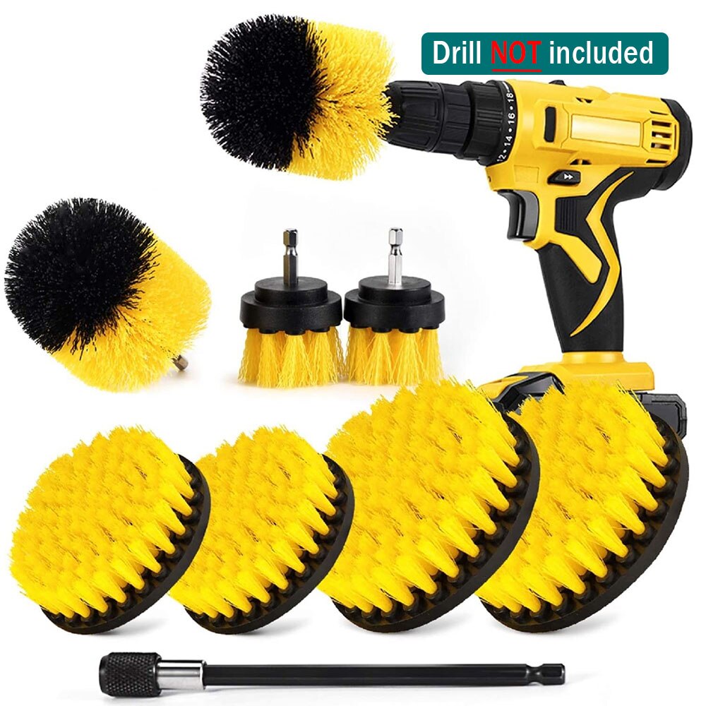 Drill Brush Set for drill Shower Tile and Grout All Purpose Power Scrubber Cleaning Kit Power Scrubber Brush Pad Sponge Kit: 9PCS
