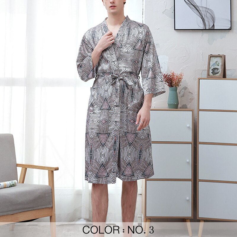 Herre pyjamas morgenkåbe satin silke lang kimono badekåbe nattøj nattøj hjemmetøj blomstret langærmet casual til mænd