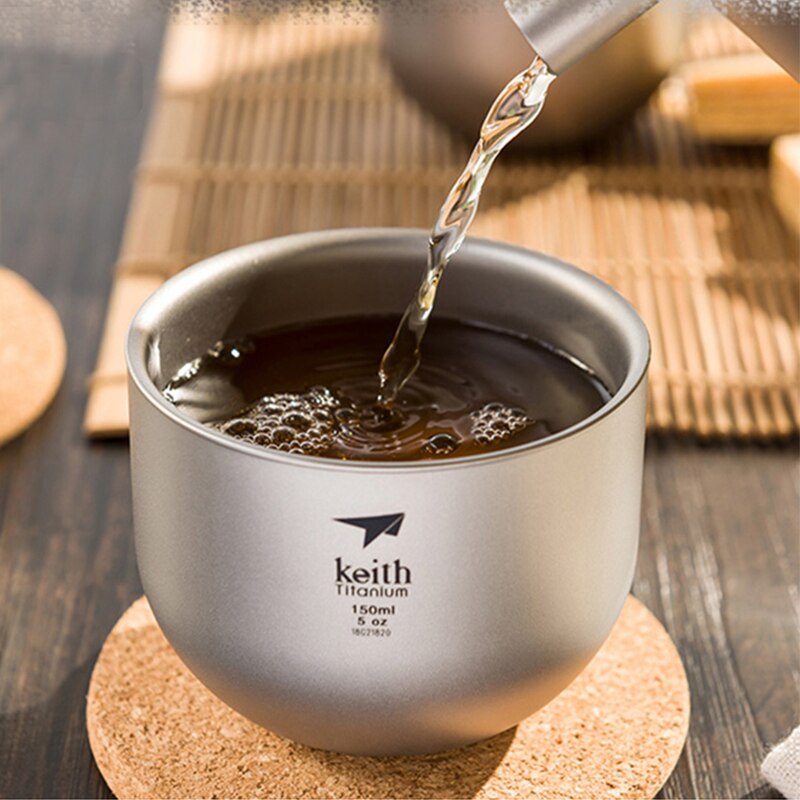Titanium Theekopje Dubbele Muur Sap Water Cup 150Ml Koffie Mokken Onbreekbaar Stapelbaar Pint Kopjes Koffie Mok Drinkbekers