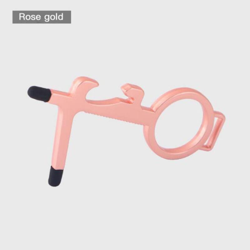 1 Pcs Anti Touch Door Opener Tool Multifunctional No Touch Key Door Opener Non-contact Door Handle Elevator Artifact Keychain: A04
