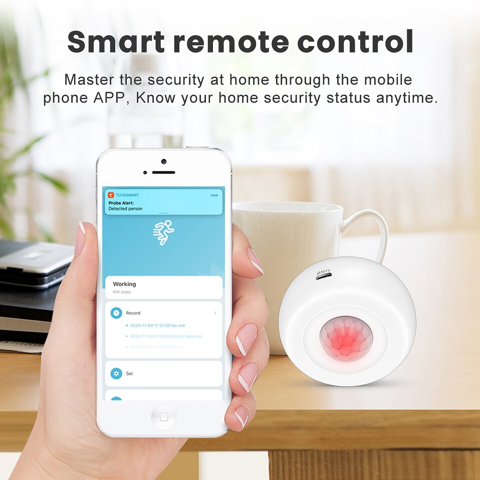 AVATTO Tuya WiFi PIR Motion Sensor Dectector, Smart Motion Sensor with Smart Life App Notification Alerts Smart Home Automation