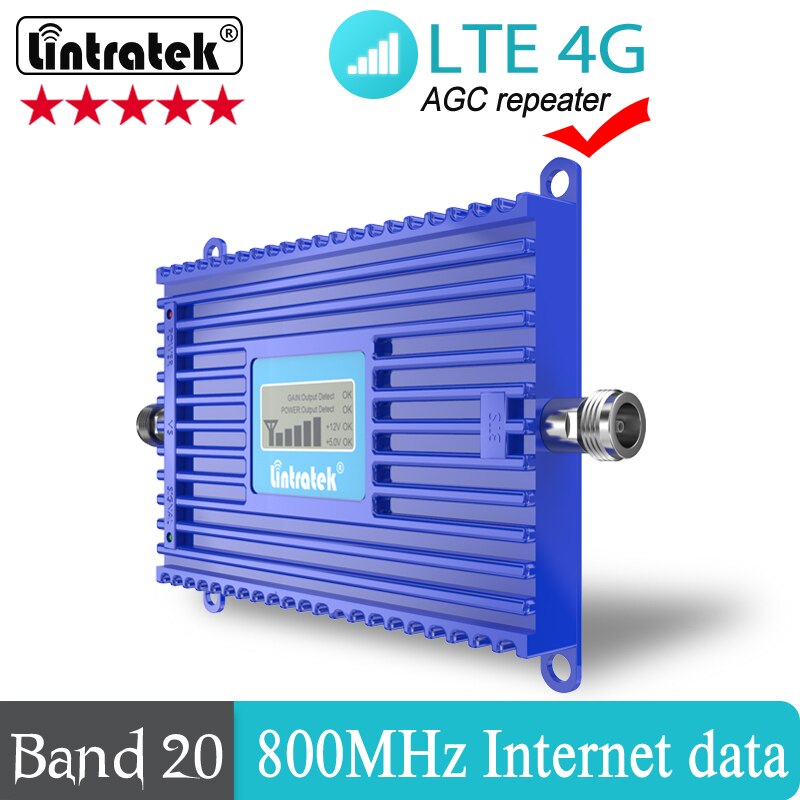 Amplificateur de Signal bande 20 LTE 4G, 800mhz, répéteur de Signal ALC AGC 70db, Gain 20dbm, pour usage domestique et au bureau