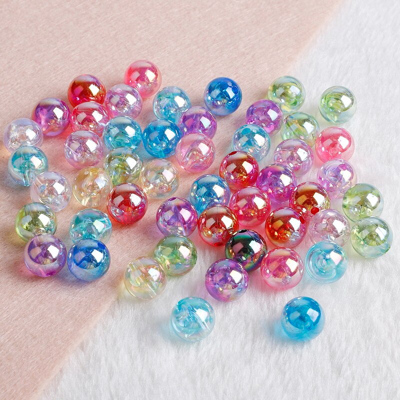 50 ~ 100 Stuks 6 8 10 12mm AB regenboog kleur Ronde Acryl Kraal Losse Spacer Kralen Voor Sieraden maken DIY Armband Bevindingen