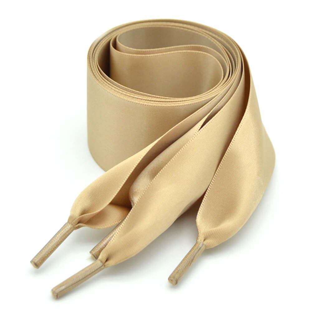 Cordones de zapatos de seda satinada para mujer, cintas de lona, informales, anchos, lisos, con lazo de Color sólido: Caqui