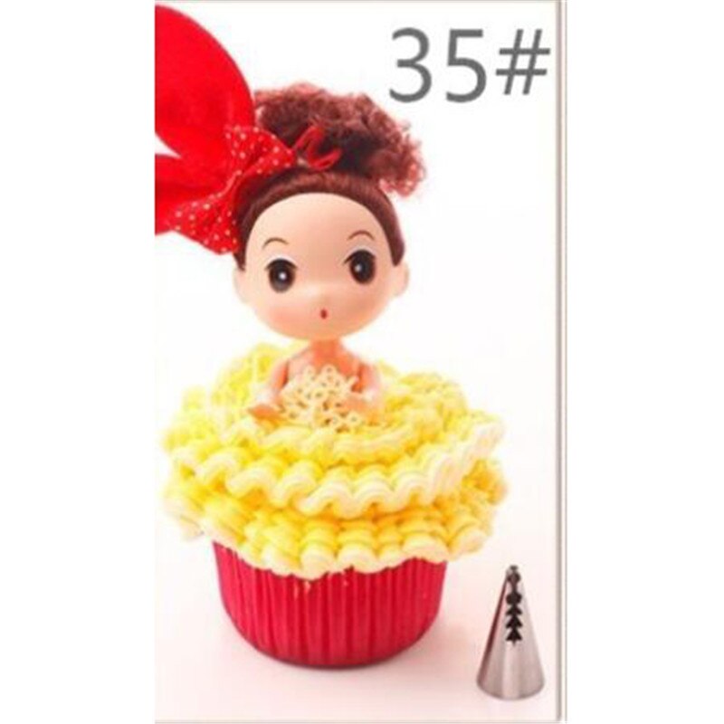 Wedding Cake Decorating Icing Stainless Steel Russian Nozzles Skirt Cake Nozzles Piping Tips Pastry Silicone Cake Tool: 35