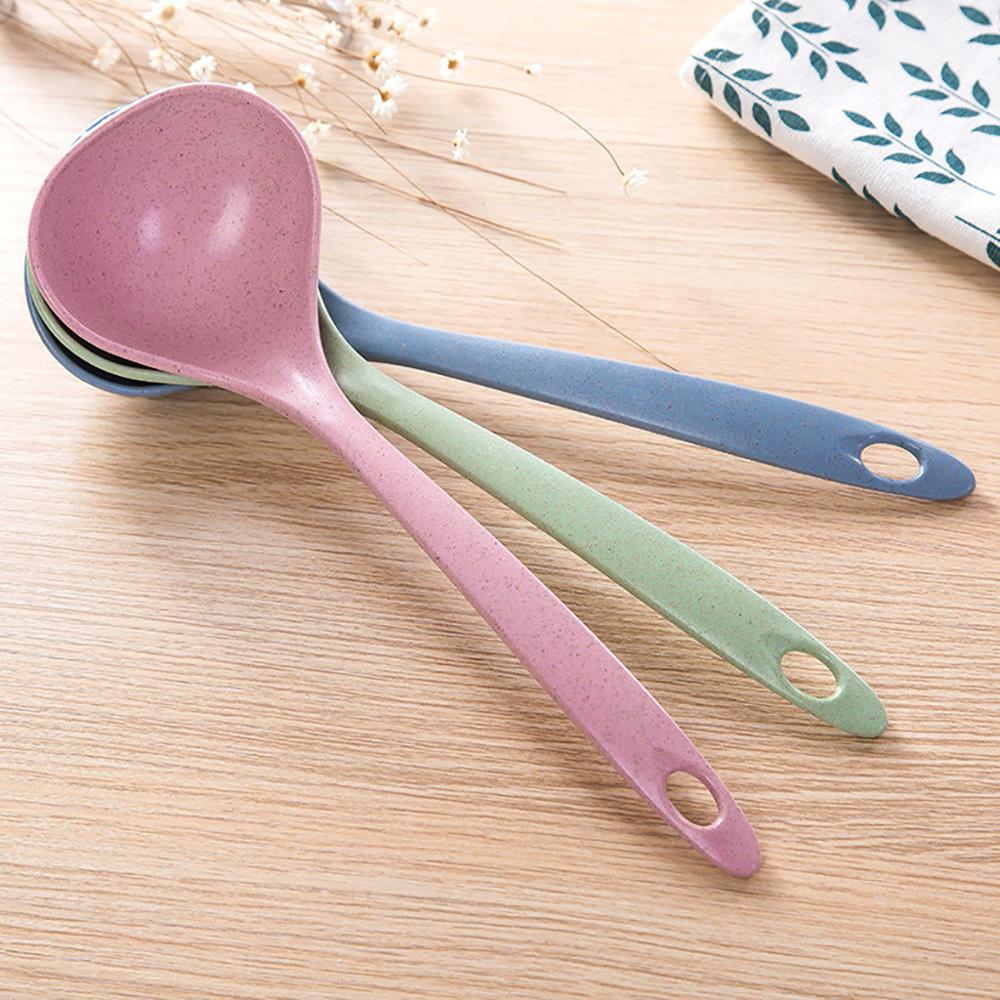 1pc Milieuvriendelijke Tarwe Stro Soep Lepel Rijst Pollepel Maaltijd Diner Scoop Cuchara Cuillere Keuken Accessoires Thuis Restaurant Q3