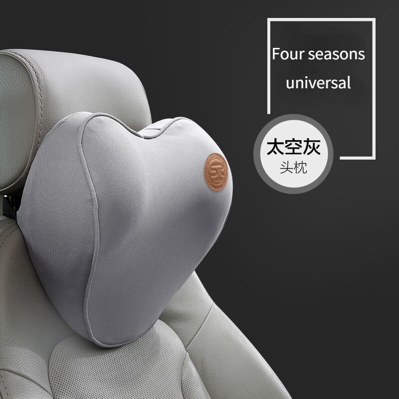 Car Neck Pillows Heart-shaped Memory Foam Soft and Slow Rebound Head Pillow To Relieve Head Pain Automotive General: Gray