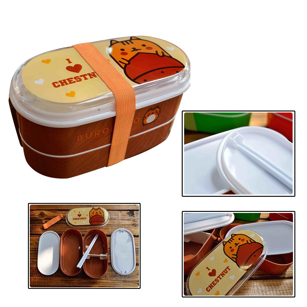 Portable Plastic Cartoon Food Container Healthy Lunch Box Bento Boxes Dinnerware For School Kids Students Cutlery 1pcs
