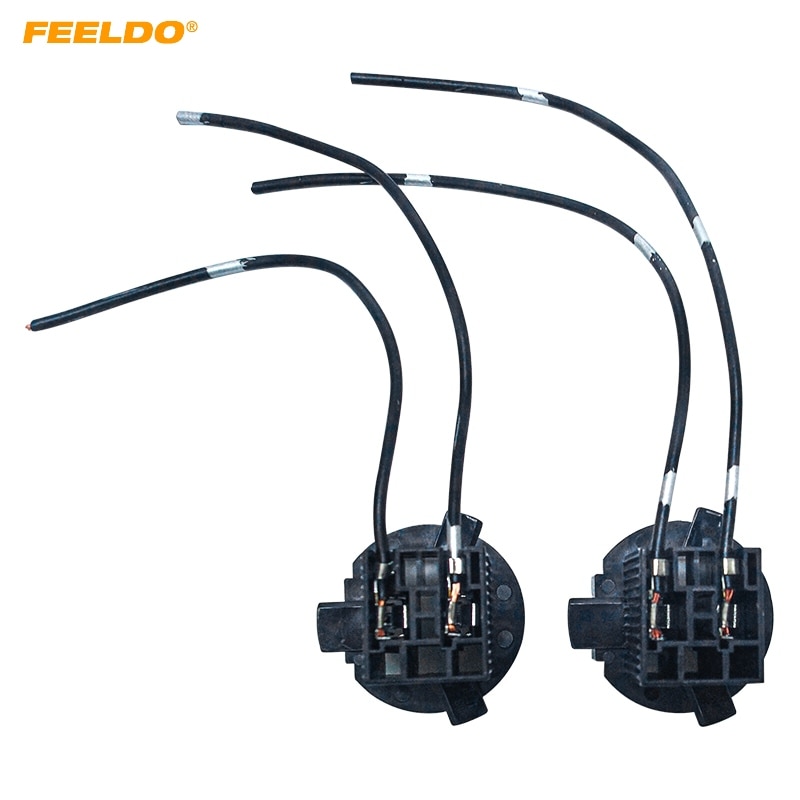 FEELDO – support d&#39;ampoule de phare de voiture, 2 pièces, adaptateur de fil pour Hyundai Santafe, faisceau de câblage de connecteur de lampe halogène