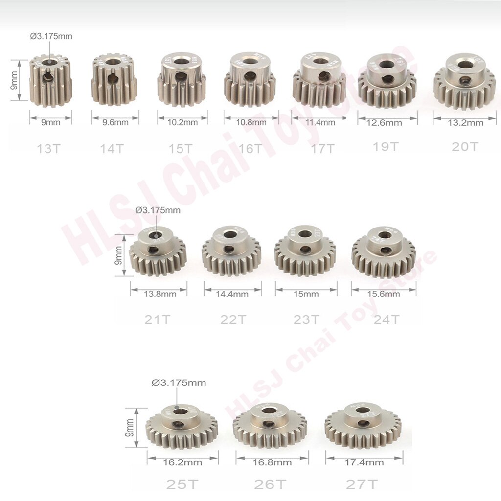 1pcs M0.6 3.175mm 13T 14T 15T 16T 17T 18T 19T 20T 21T 22T 23T 24T 25T 26T 27T Metal Pinion Motor Gear for RC 1/10 Car Motor