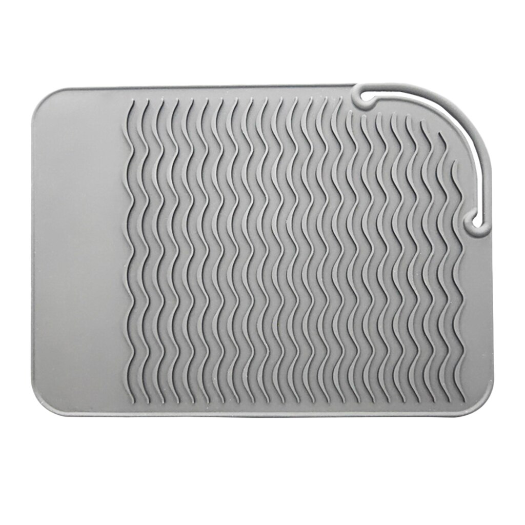 Hair Irons Hair Straightener Heat Proof Mat Hair Drier Non-Slip Pad Large Silicone Heat Proof Mat Soft Heat-resistant Mat: Gray