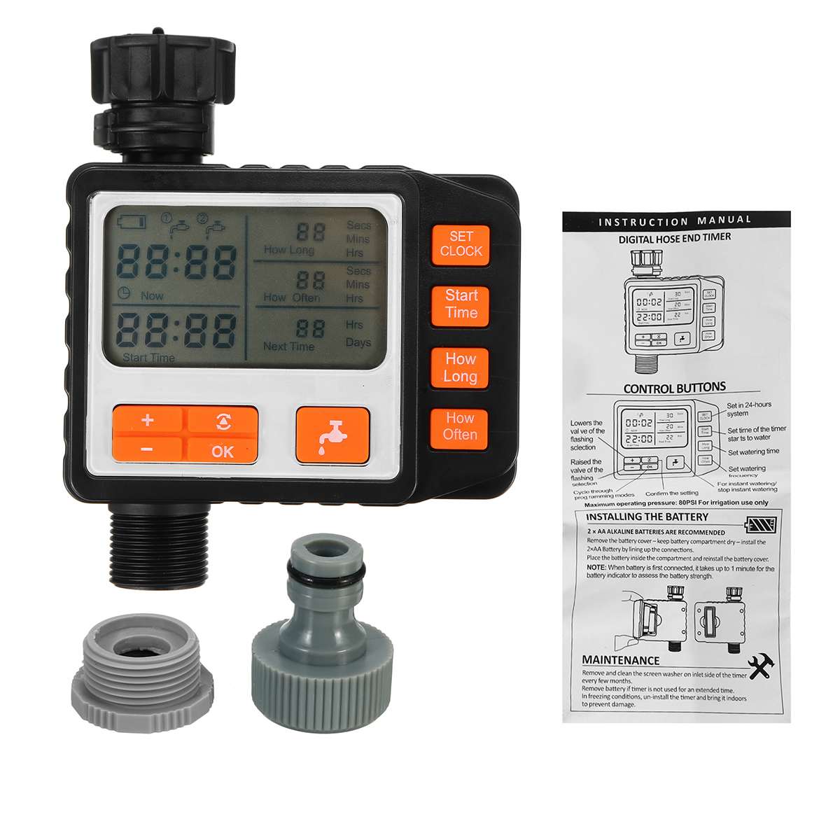 Automatic Water Timer LCD Digital Display Watering Irrigation System Controller Hose Connector Garden Water Timer Plastic