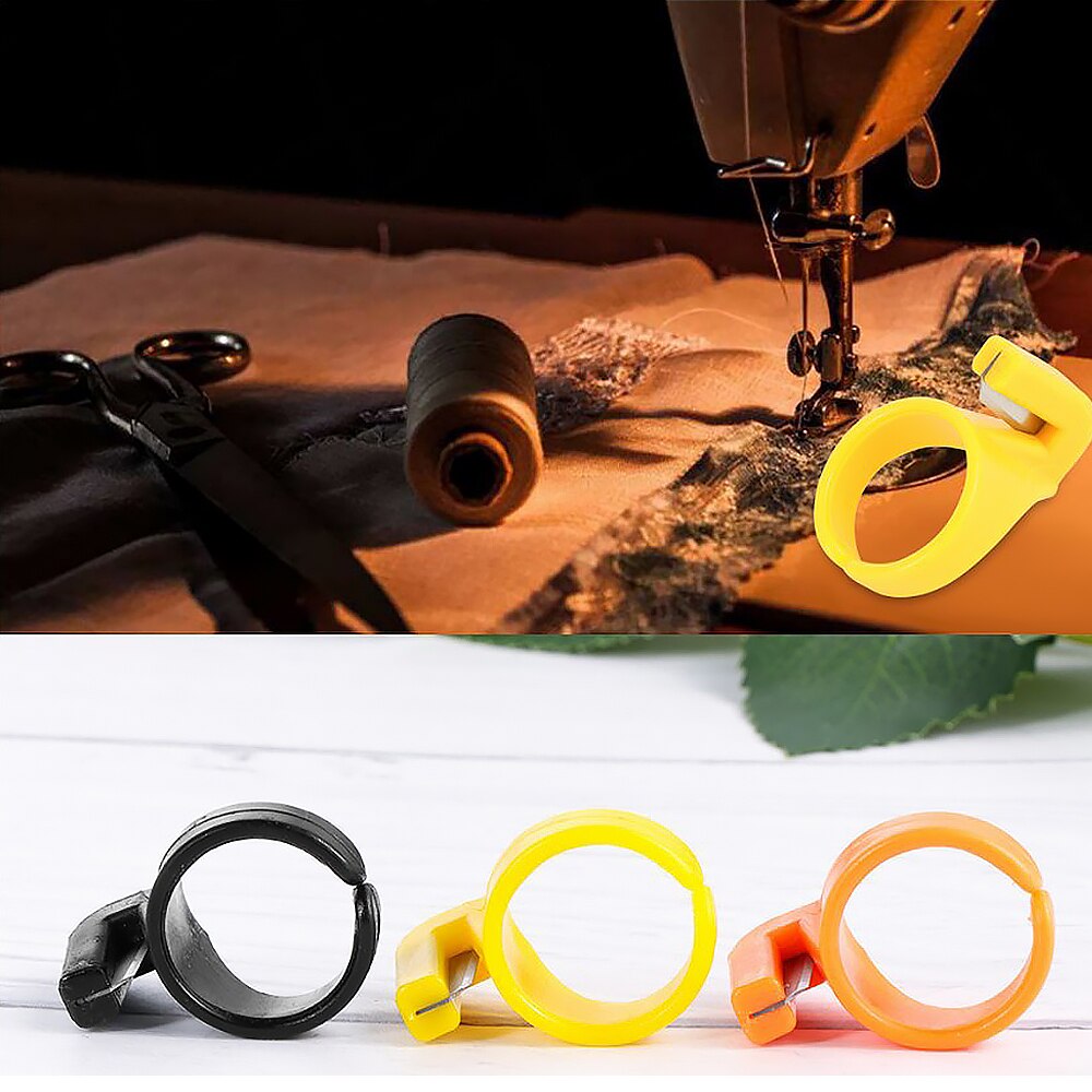 Mini cuchilla de dedo para manualidades, dedal de plástico para el hogar, cortador de hilo de anillo de costura, bricolaje, accesorios para máquinas de coser para el hogar, 3 uds.