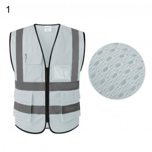Jacket Reflective Vest High Visibility Night Shiny Warning Safety Coat for Traffic Work Cycling Team Uniform: 1 / XL