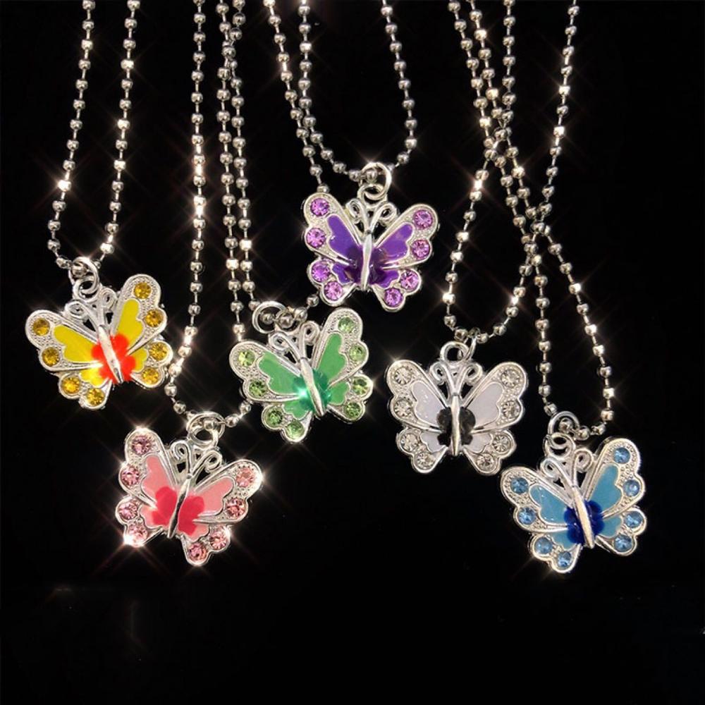 Collar con colgante de mariposa de colores para mujer y niña, gargantilla de animales de los 90, Harajuku, Punk, joyería a la ,