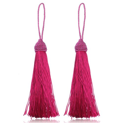 10 st/lot 13 färger 15cm långa siden tofs fransar hängen kinesiska knut tofsar för gör-det-själv smycken halsband tillverkningsmaterial  f4000: Ros tofsar