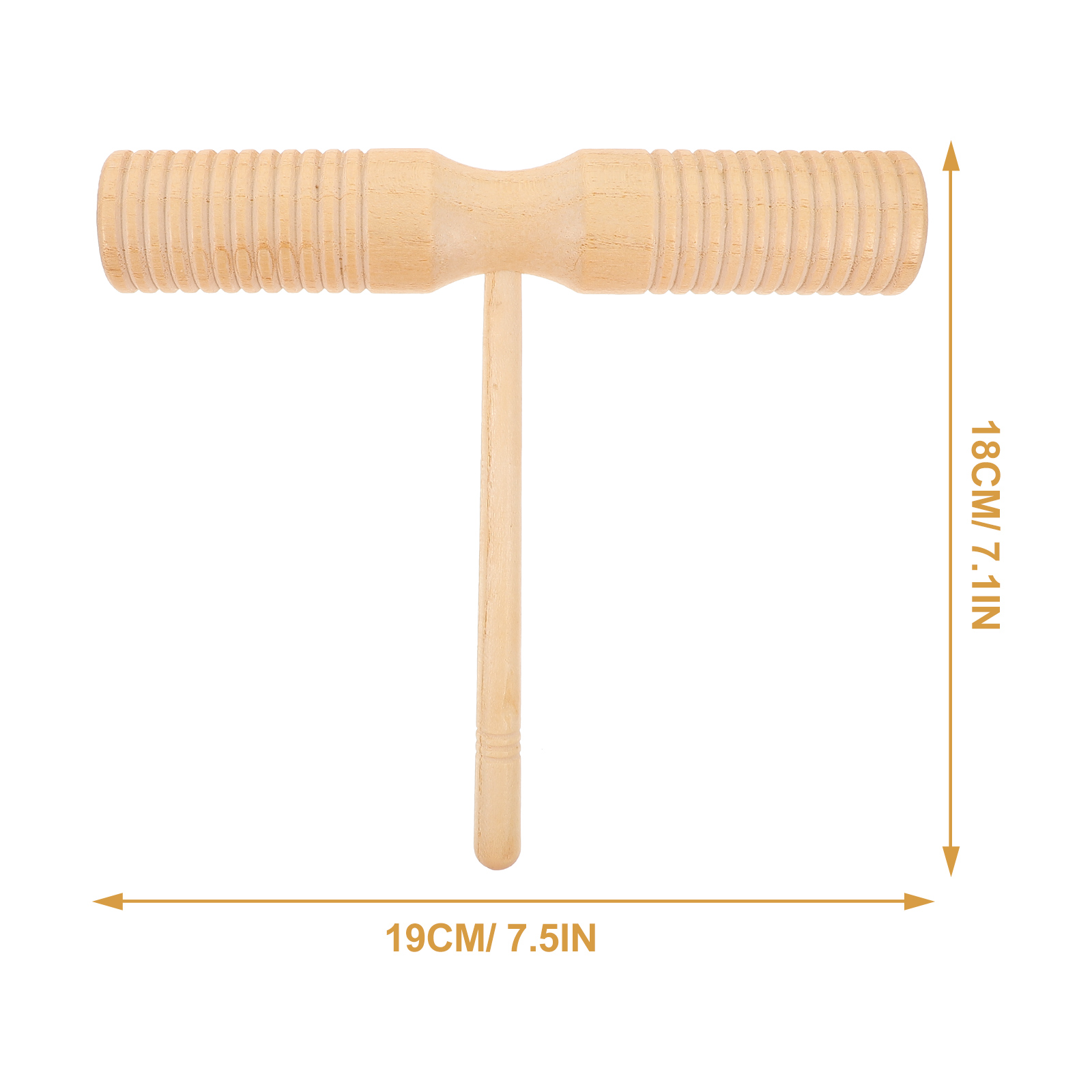 Houten dubbele hoorn Guiro muziekinstrument percussie voor kinderen, beginnende kinderen met stokstokken