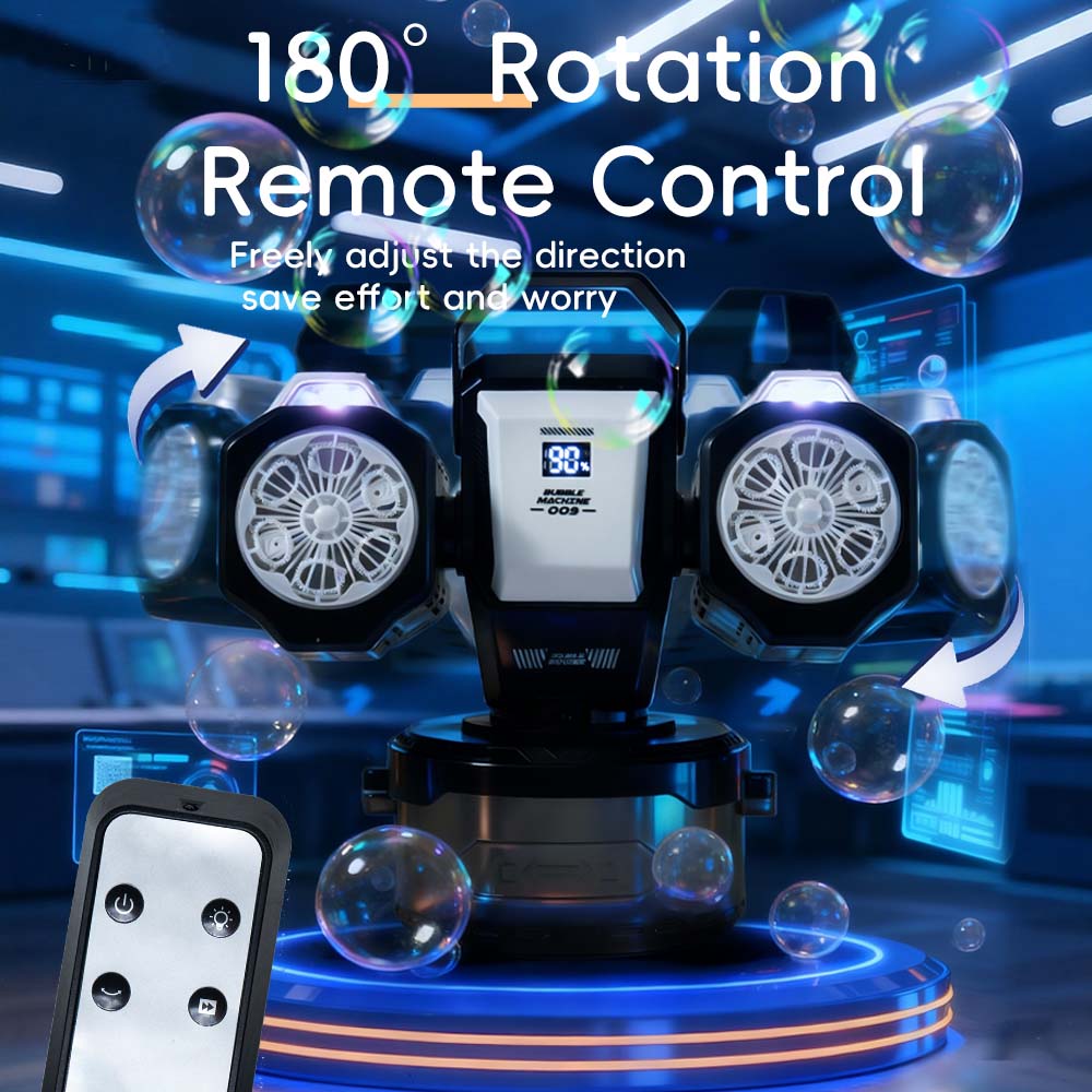 Bubble Machine: Remote Control, Rgb Lights, 1800Mah Rechargeable Type-C | No Bubble Solution