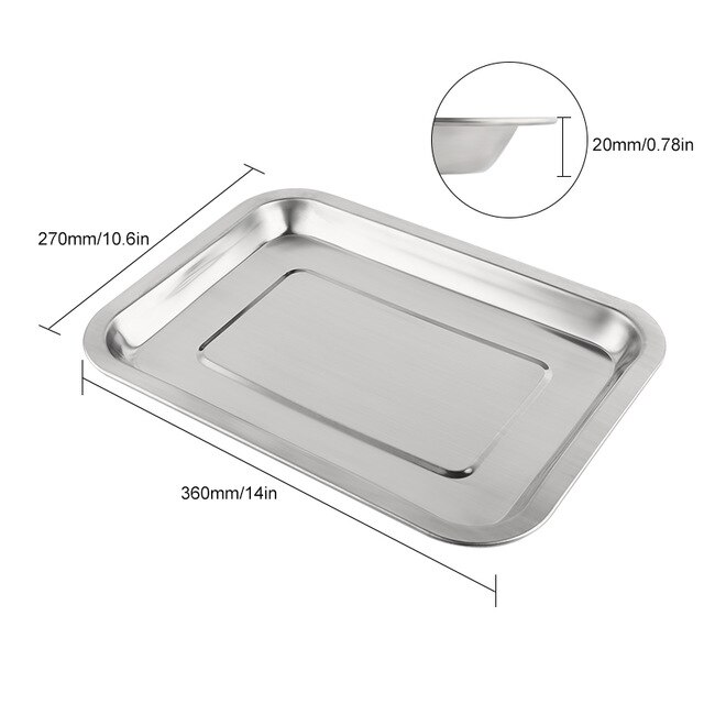 Stainless Steel Baking Tray with Removable Cooling Rack Set Non-stick Chips Basket Baking Dish Grill Mesh Kitchen Tool BBQ Tray: Only Tray L
