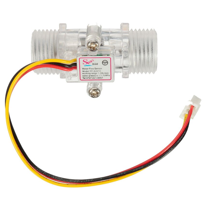Transparent Water Flow Control Switch Sensor Flowmeter Counter 1-30L/min 1.75Mpa