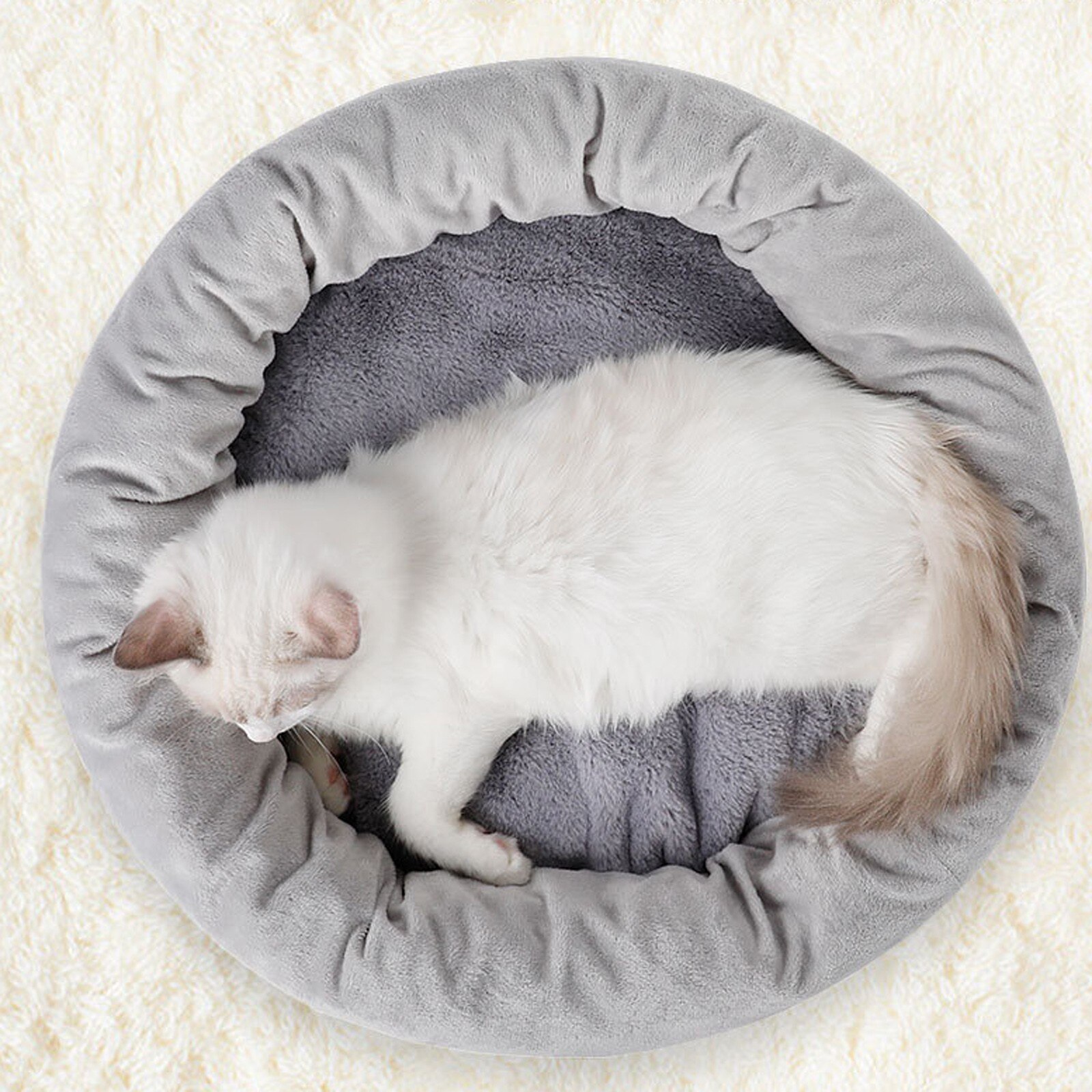 Doux rond en peluche hiver chien lit litière chat lit chiot coussin Chihuahua Teddy petit chien maison lit pour animaux de compagnie pour chiens chat # G30