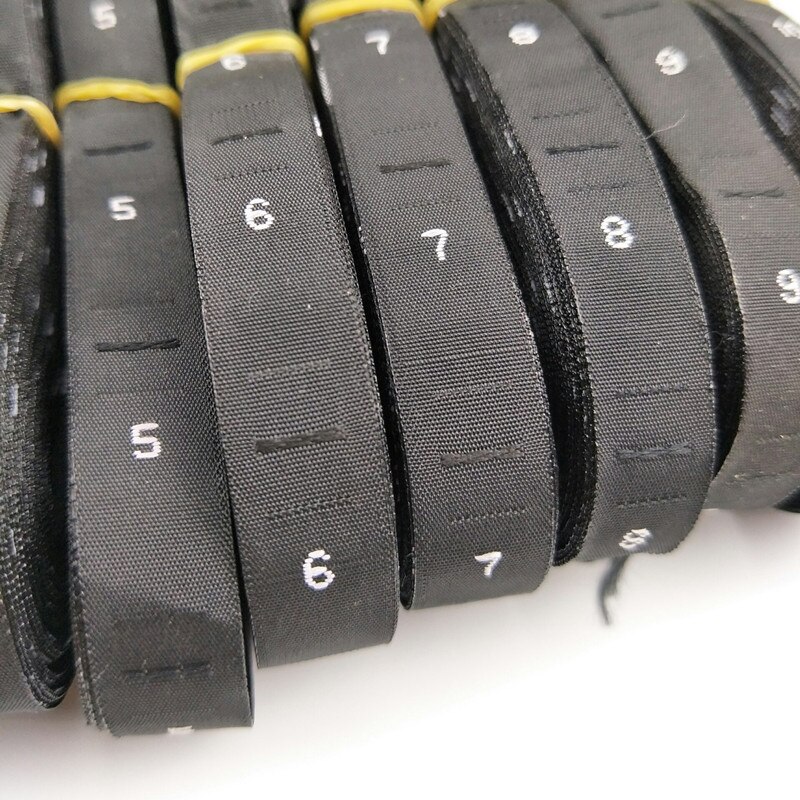 100PCS Black damask polyester woven cloth size label from 0 to 48