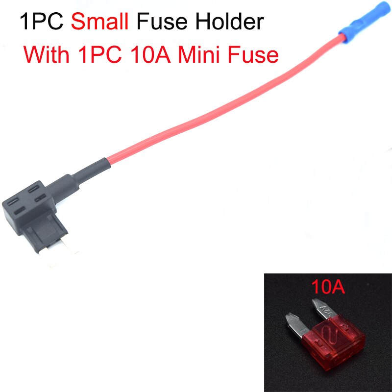 12v bil sikringsholder mini lille mellemstor add-a-circuit tapadapter med 10a mikro mini standard atm knivsikring: Lille sikring 10a