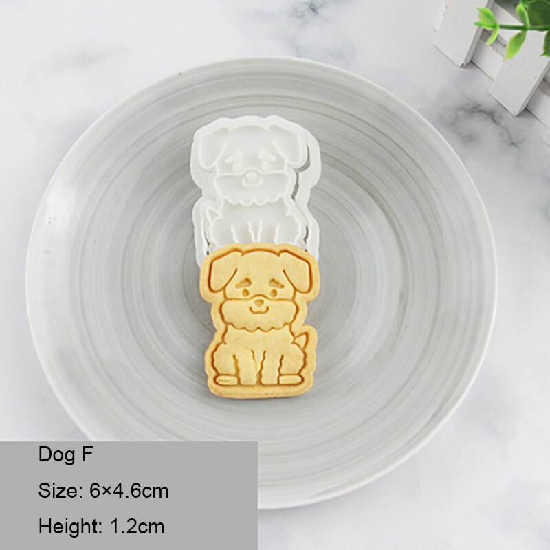 1Pc Hond Cookie Cutters Biscuit Mold Vorm 3D Cookie Plunger Cutter Cartoon Cookie Embosser Mold Fondant Icing Biscuit Snijden sterven: F