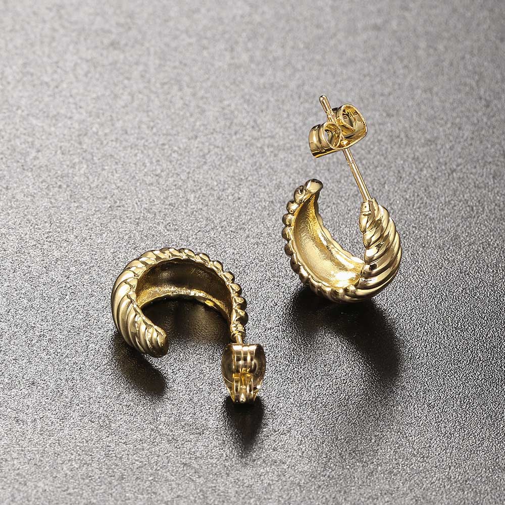 C form twist croissant øreringe til kvinder trendy chunky guld hoop øreringe cirkel rund ørering kvinde smykker  e473