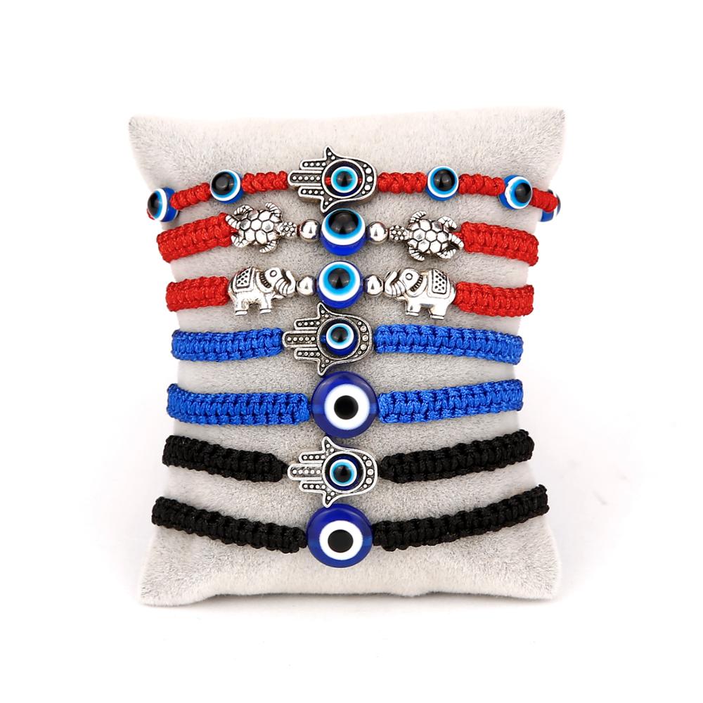 Lucky Rood Zwart String Discussie Armbanden Blue Evil Eye Charm Armbanden Vrouwen Handgemaakte Gevlochten Touw Geluk Sieraden