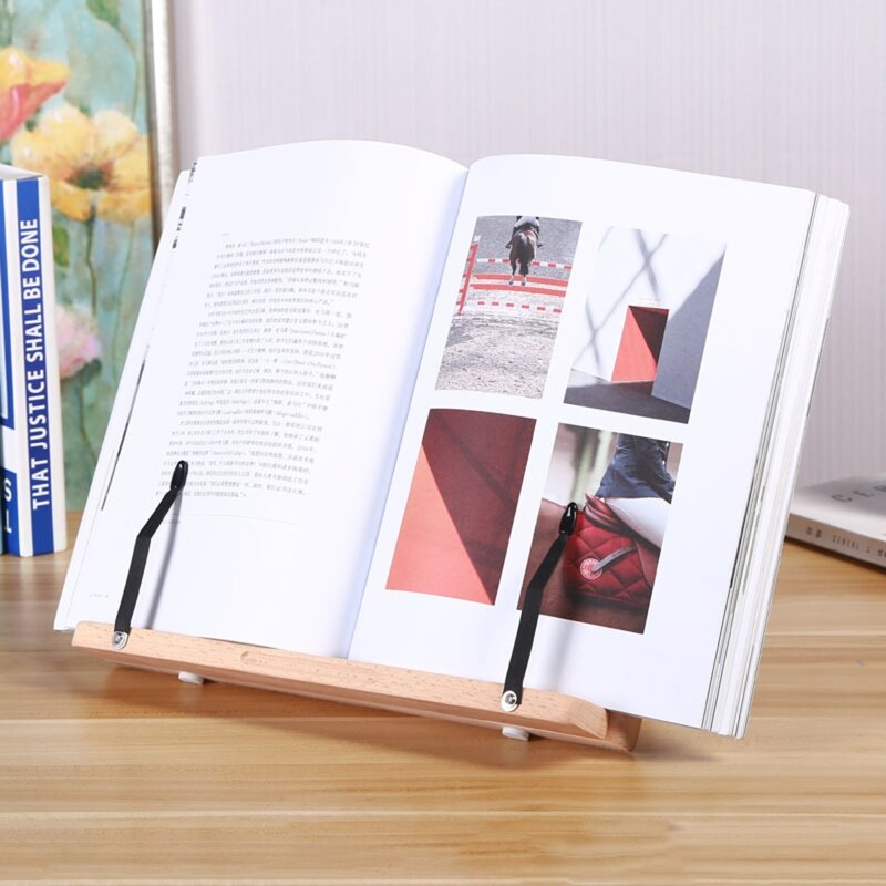 Book Stand Cookbook Recipe Holder Adjustable Foldable Tray and Page Paper Clips Reading Desk Portable Bookstand