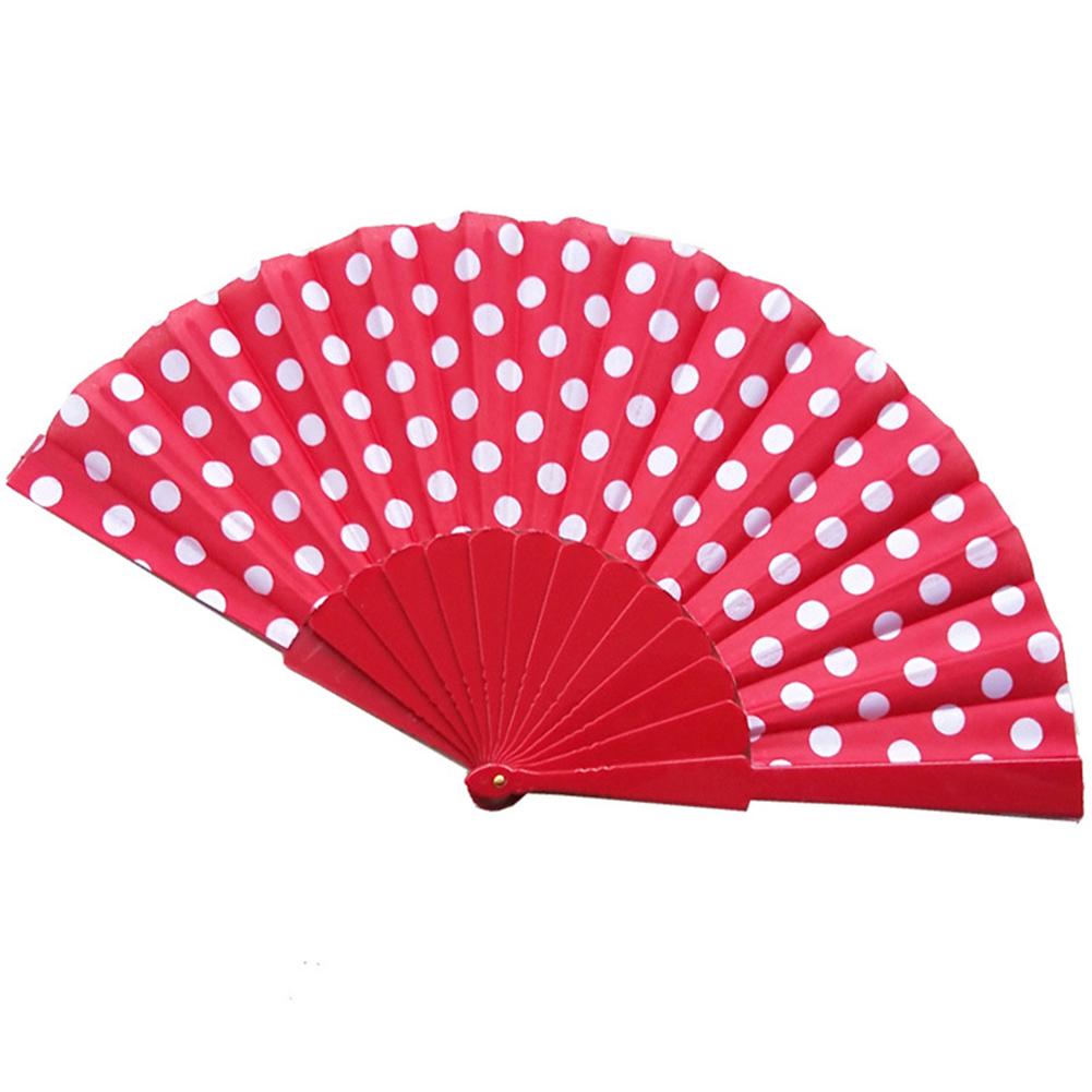 9 kleuren Elegante Plastic Spaanse Hand Fans Japanse Stippen Hand Folding Fan: D