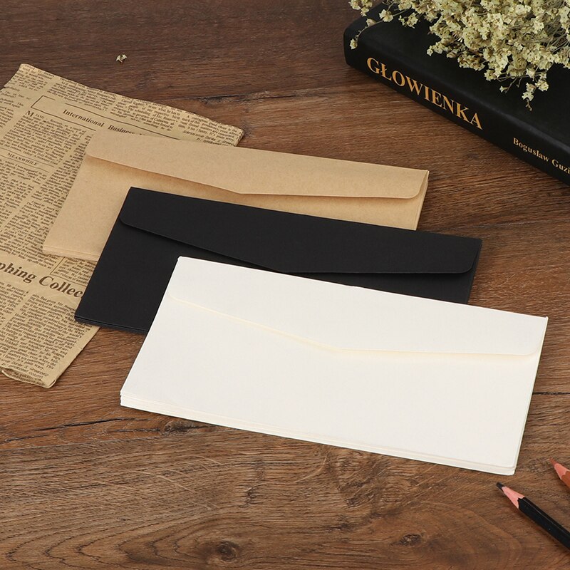 10 stuks klassieke blanco mini-papieren enveloppen met venster, envelop voor huwelijksuitnodiging