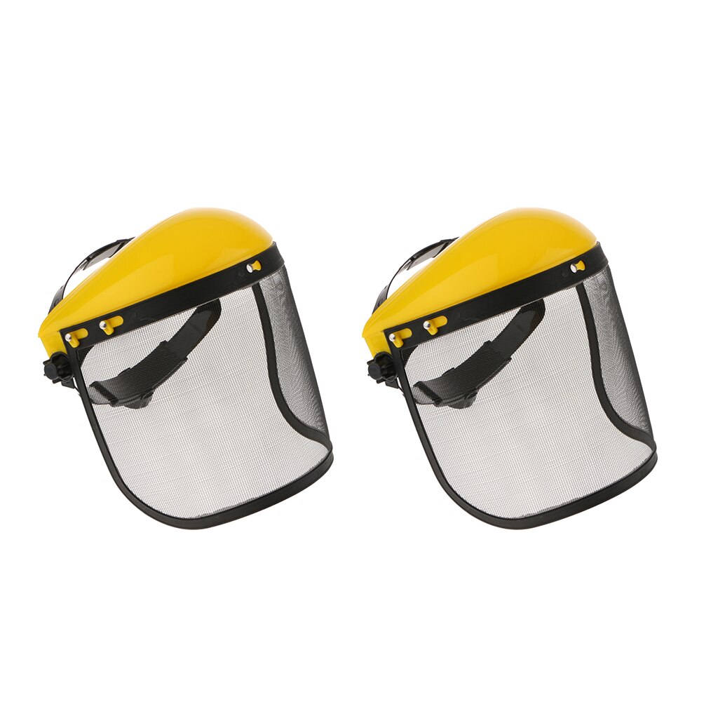 2 Pack Face Shield Steel Mesh Visor Adjustable Sweatband and Mesh Visor for Weeding, Sawing Wood