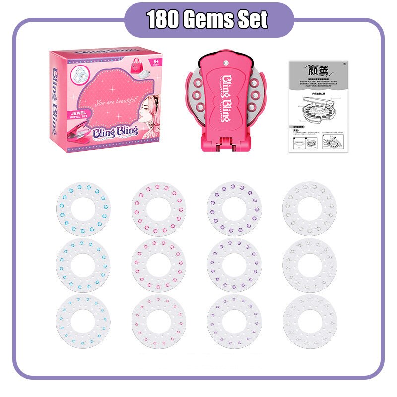 180 Gems Blingers Deluxe Set Meisjes Speelgoed Pretend Play Jewel Refill Set Diy Meisjes Haar Styling Tool Diamant Sticker Speelgoed: 2