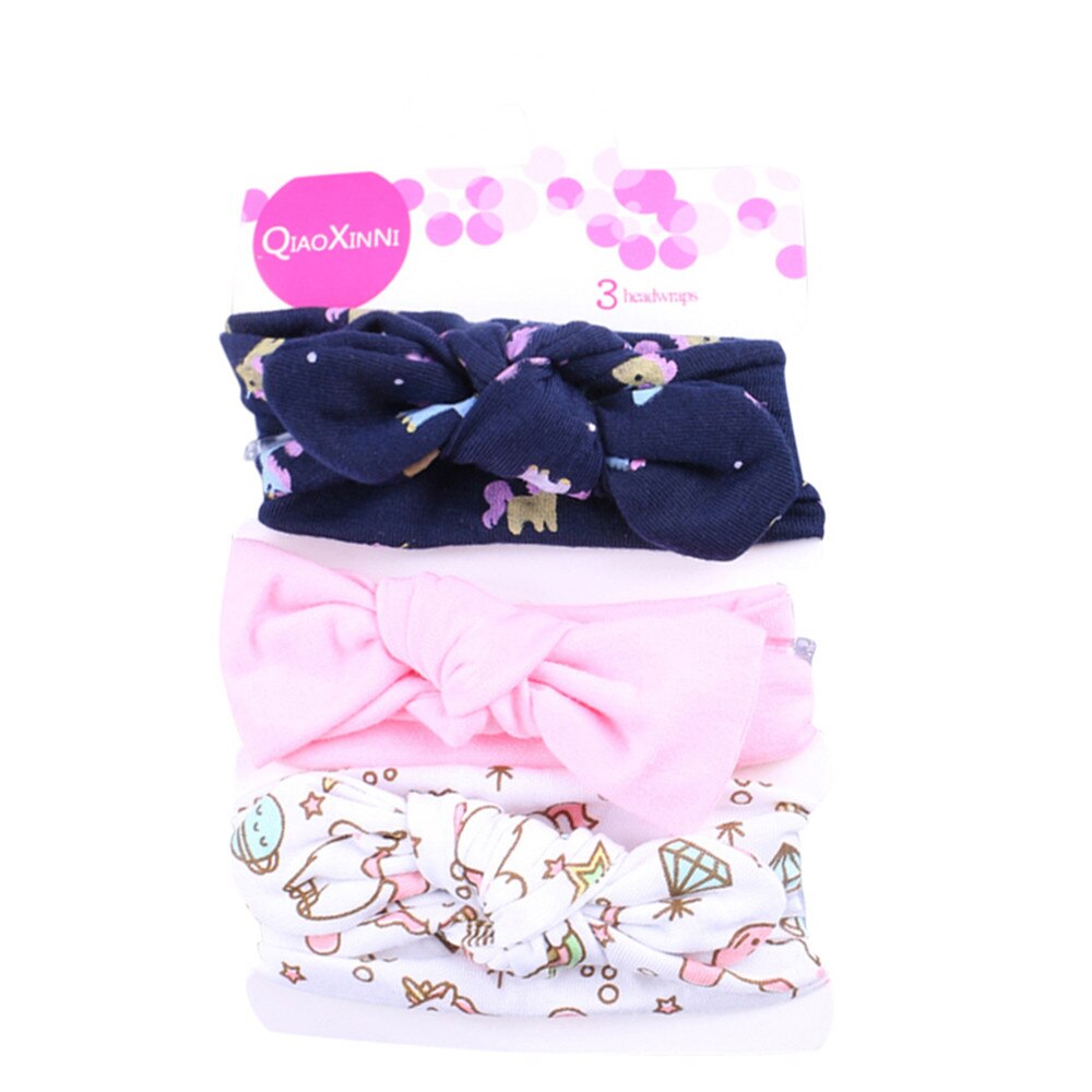 Baby pannband 3 st barn blommigt pannband flickor baby elastisk pilbåge tillbehör hårband set baby hår accessoarer: K