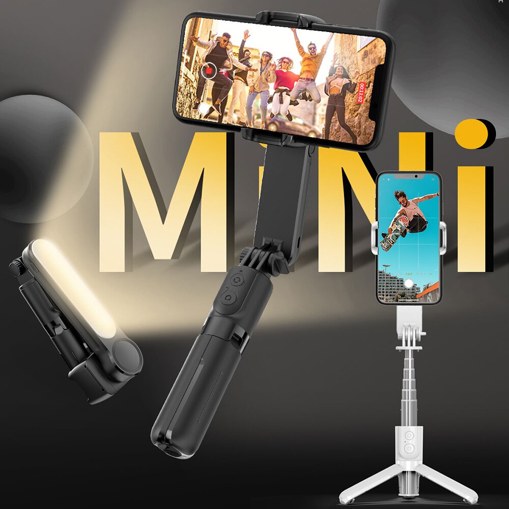 L09 Single Axis Mobile Phone Stabilizer Handheld Gimbal Fill Light Bluetooth Automatic Balance Tripod Anti-Shake Selfie Stick