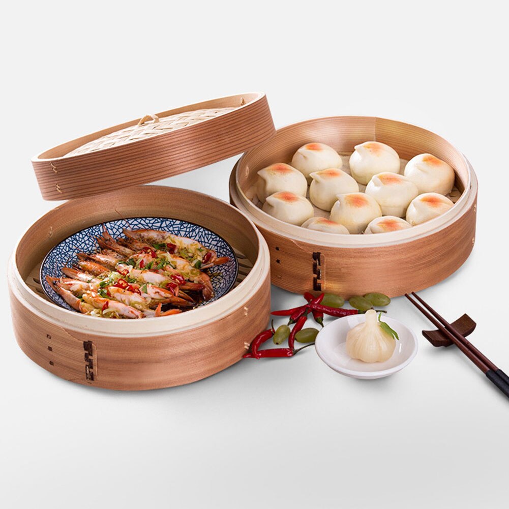 kitchen accessories Great 2 Tier Durable Cookware Bamboo Steamer Chinese Kitchen Cookware Rice Pasta Cooker Set With Lid