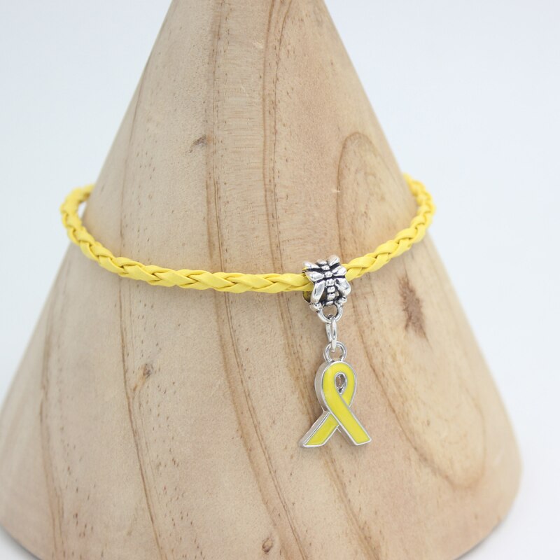 New breast cancer bracelet, yellow pink band charm bracelets, awareness jewelry for cancer center foundation