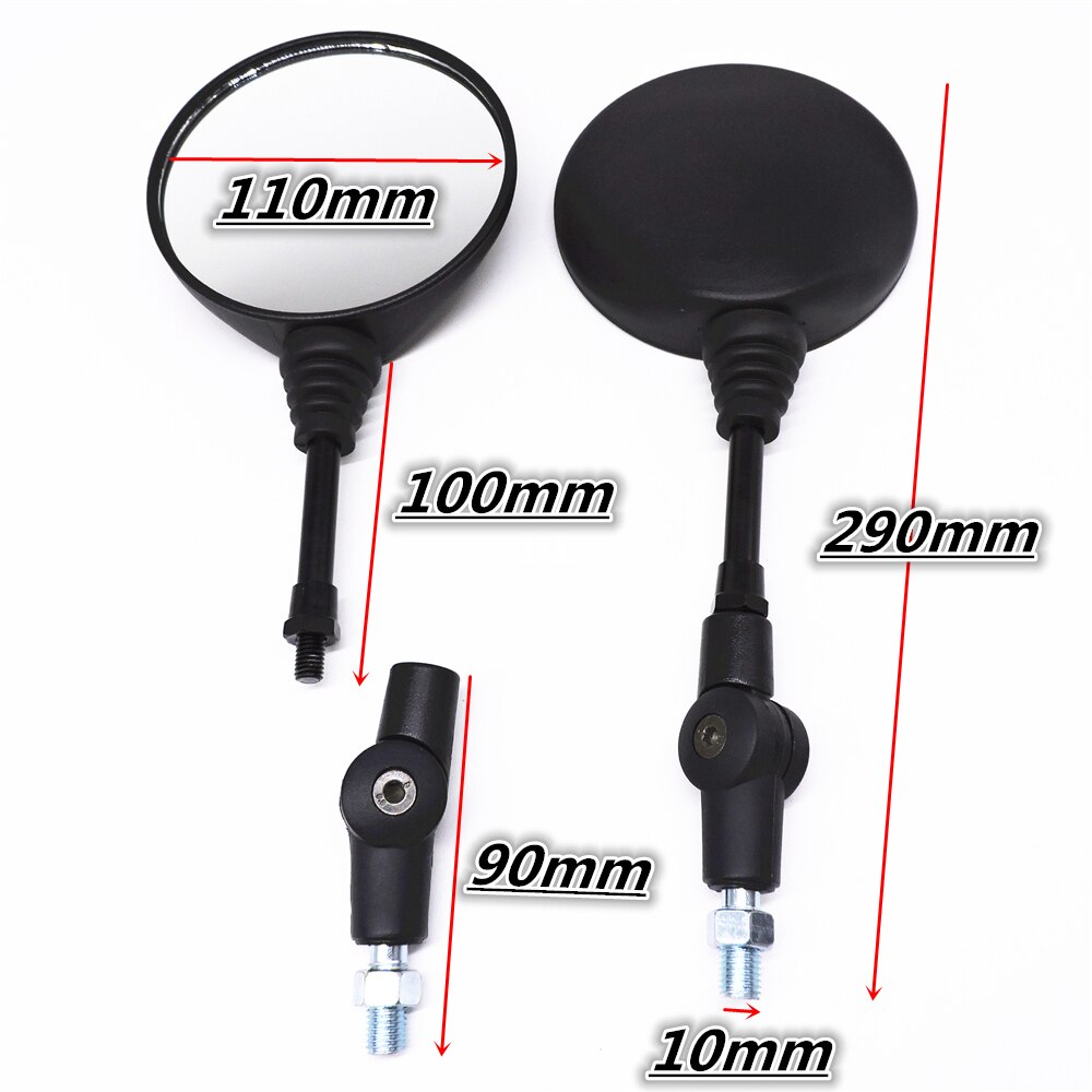 Sort universal anti-fald folde rundt spejl motorcykel sidespejle scooter e-cykel bakspejle bagside spejl 10mm